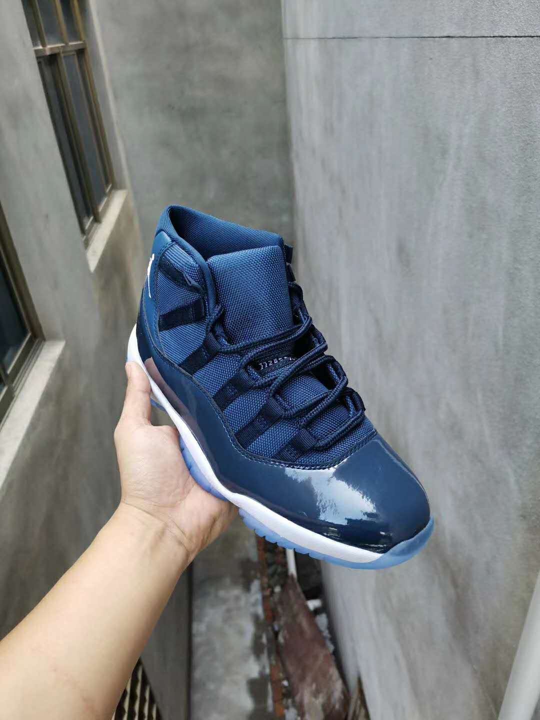 New Men Air Jordan 11 Retro Navy Blue Shoes - Click Image to Close